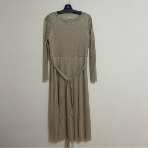 Anne Klein gold maxi dress.